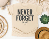 Never Forget Navy graphic tee in Ivory