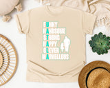Funny Handsome Strong Happy Clever graphic tee in Ivory