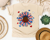 Patriotic Sunflower Hearts graphic tee in Ivory