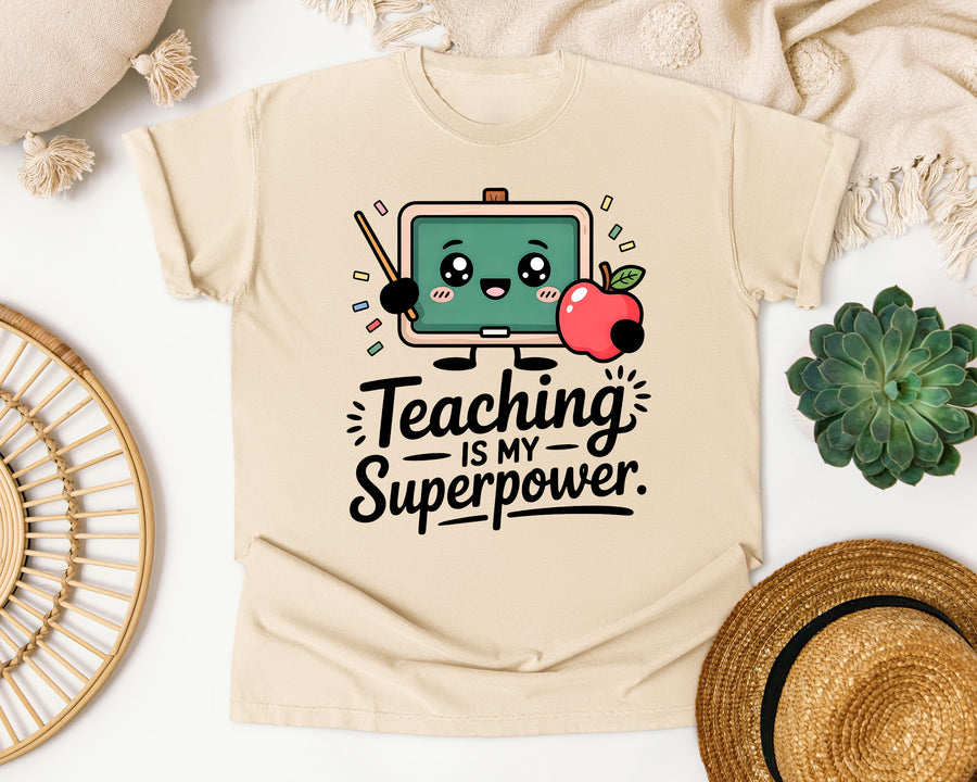 Teaching Is My Superpower graphic tee in Ivory