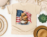 Hamster With American Flag graphic tee in Ivory