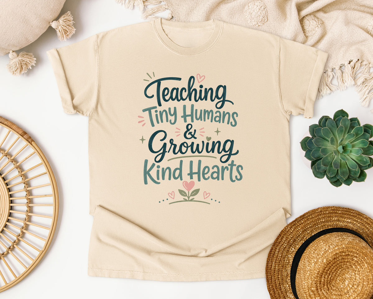 Teaching Tiny Humans And Growing Kind Hearts graphic tee in Ivory