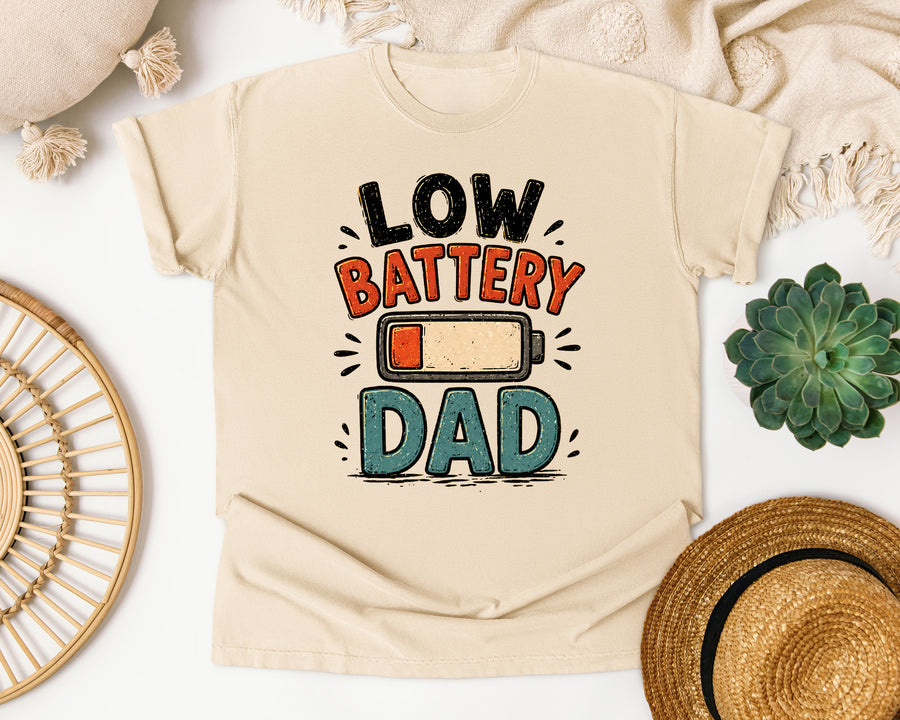 Low Battery Dad graphic tee in Ivory
