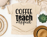Coffee Teach Repeat Bold graphic tee in Ivory