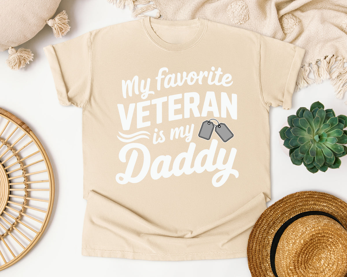 My Favorite Veteran Is My Daddy White 2 graphic tee in Ivory