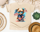 Bear With American Flag graphic tee in Ivory