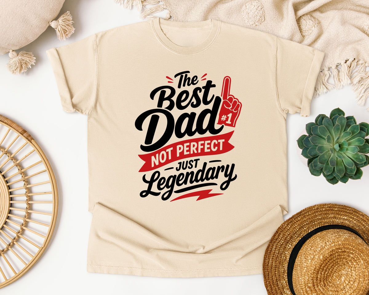 The Best Dad Not Perfect Just Legendary White 2 graphic tee in Ivory