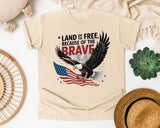 Land Of The Free Because Of The Brave Black graphic tee in Ivory