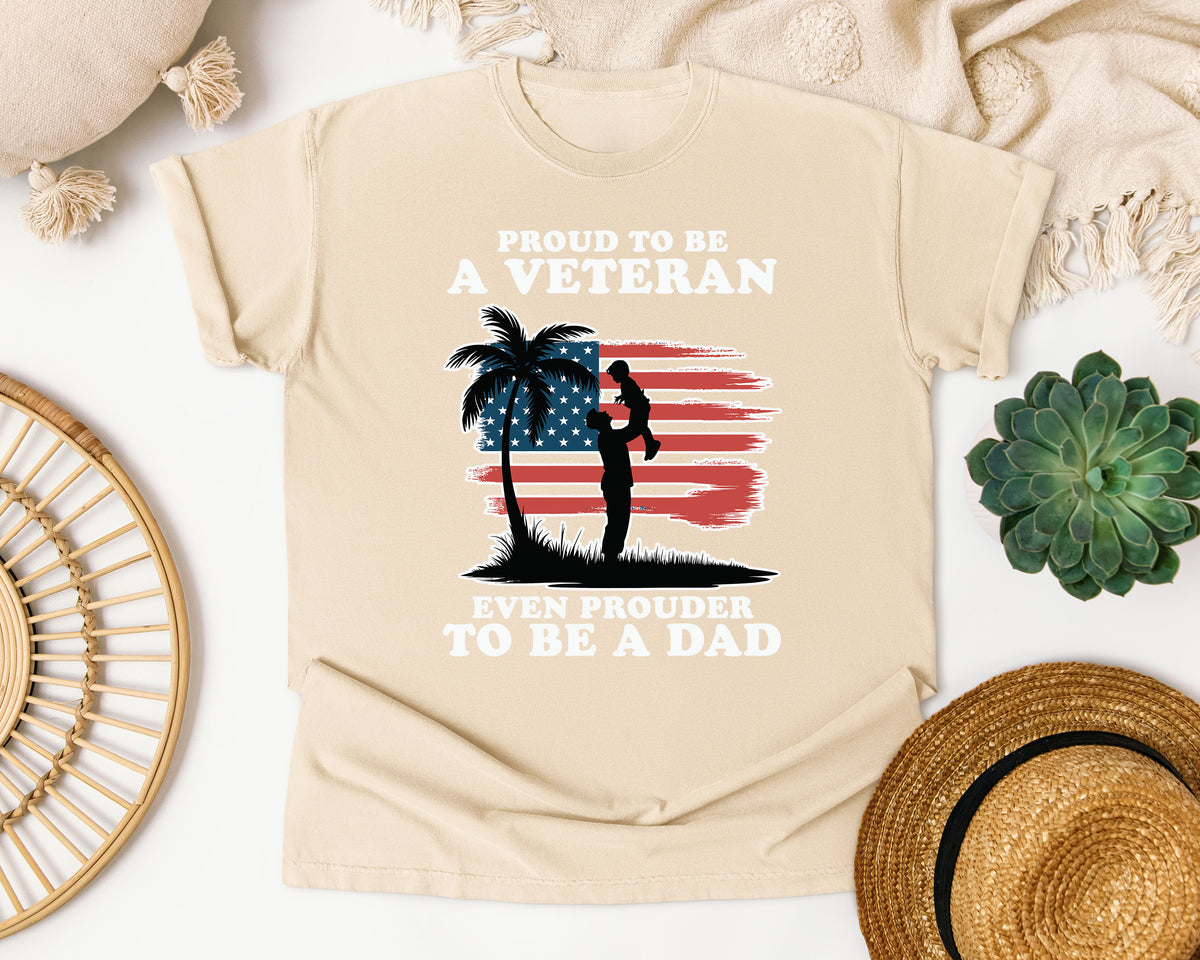 Proud To Be A Veteran Even Prouder To Be A Dad graphic tee in Ivory