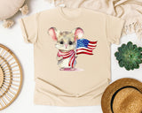 Mouse With American Flag graphic tee in Ivory