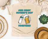 Our First Father's Day Together Teal graphic tee in Ivory