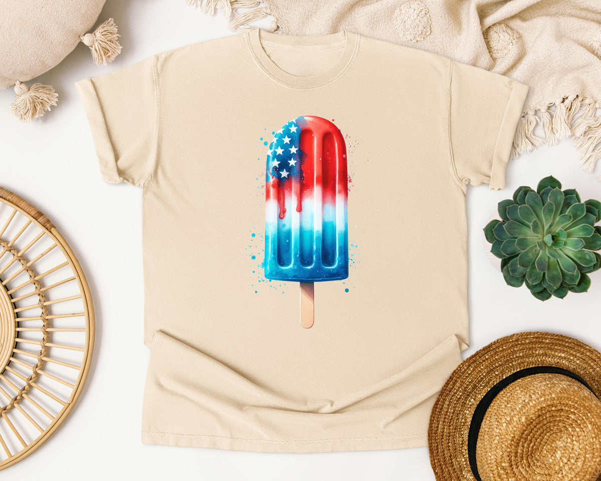 Patriotic Popsicle Teal graphic tee in Ivory