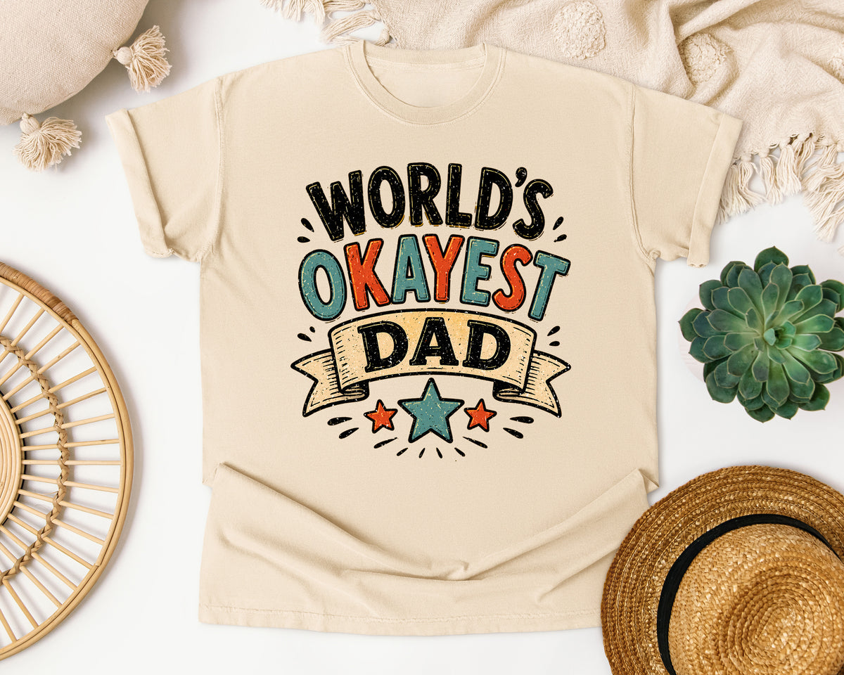 World's Okayest Dad Brown graphic tee in Ivory