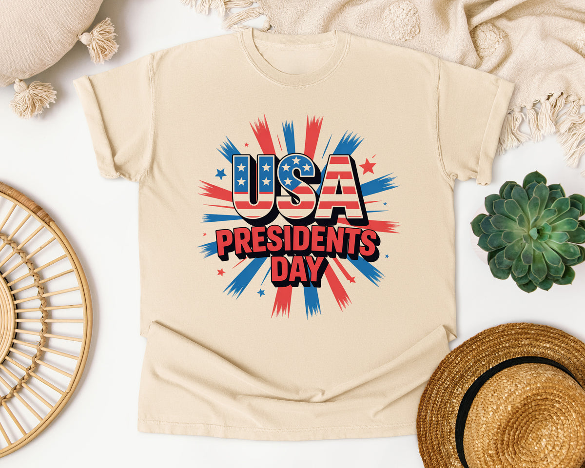 USA Presidents Day Red graphic tee in Ivory