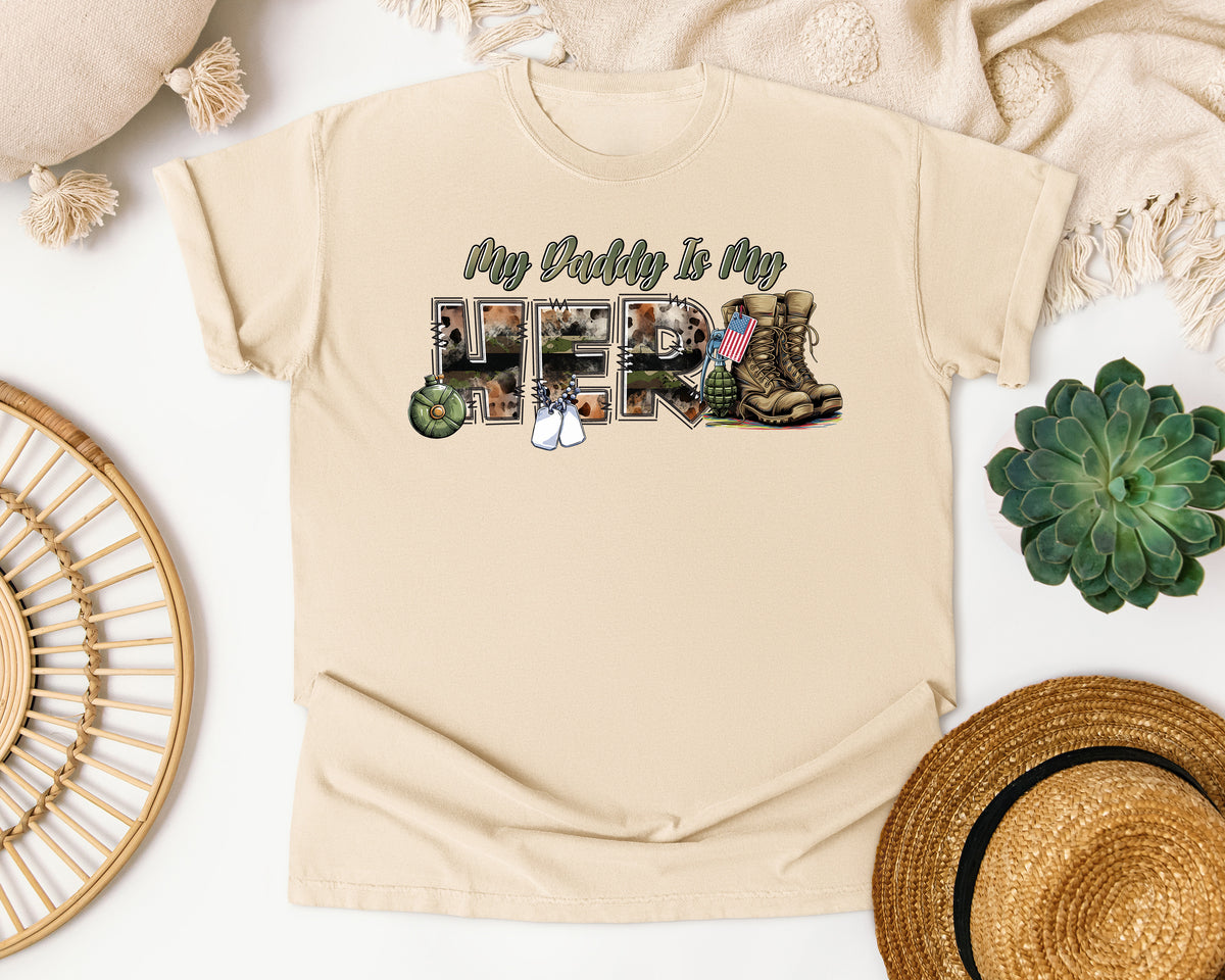 My Daddy Is My Hero Grey graphic tee in Ivory