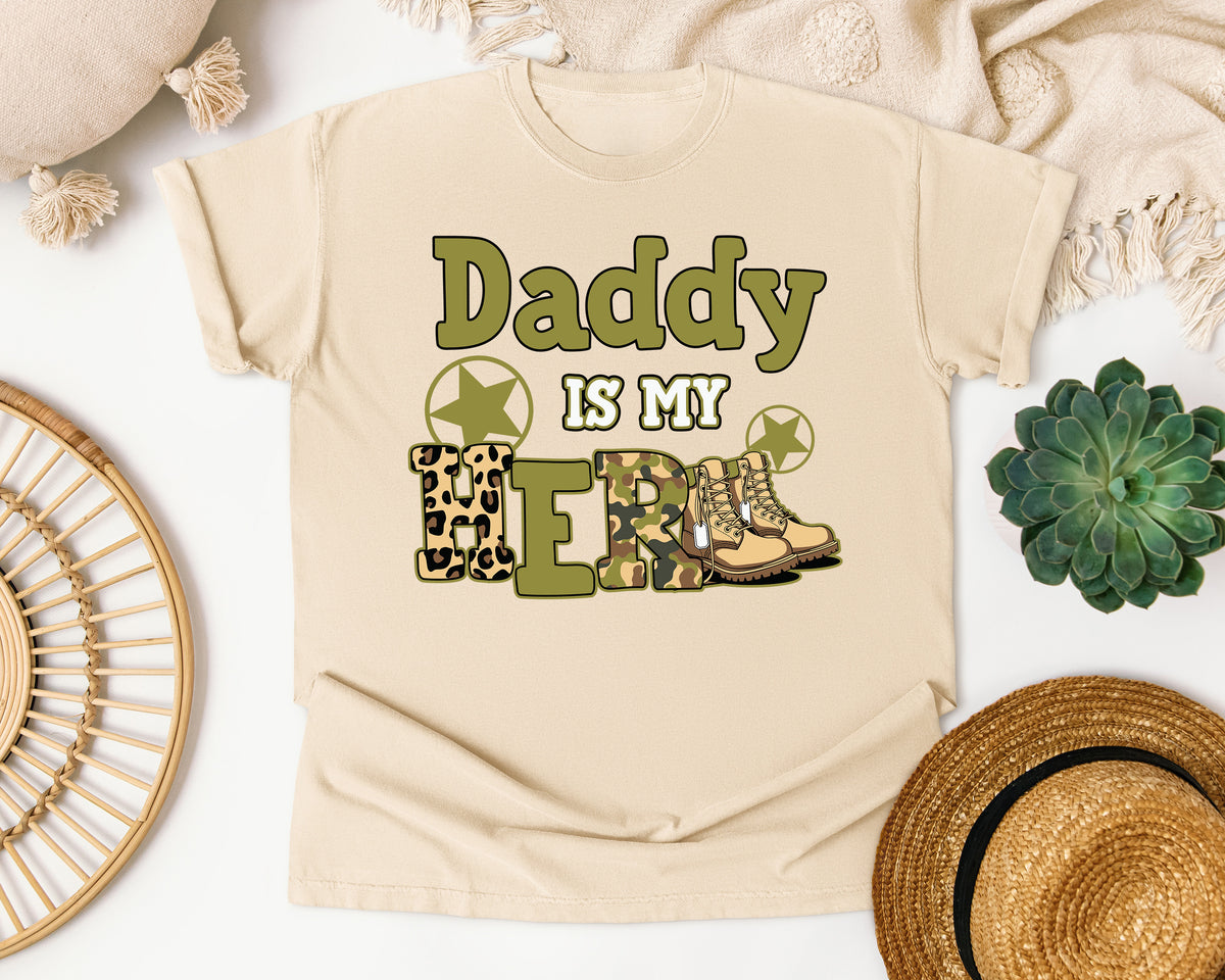 Daddy Is My Hero Brown graphic tee in Ivory