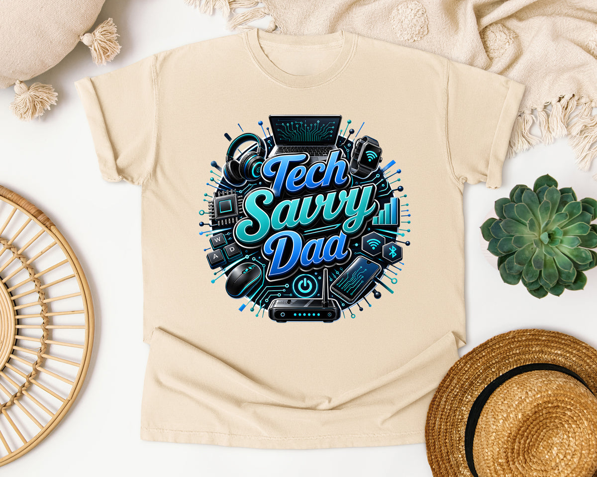 Tech Savvy Dad graphic tee in Ivory