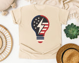 Patriotic Light Bulb Navy graphic tee in Ivory