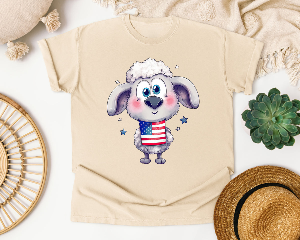 Patriotic Poodle Puppy graphic tee in Ivory