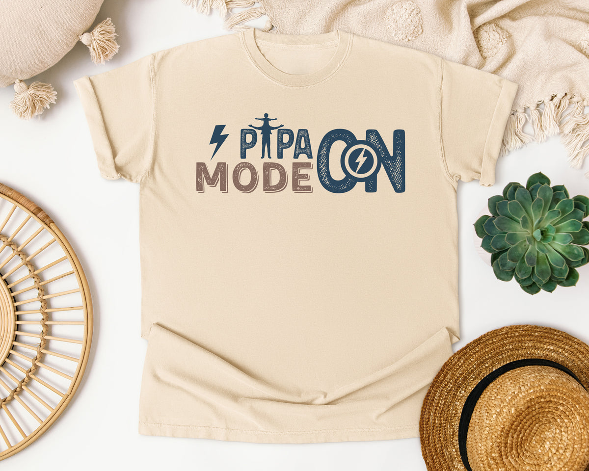 Papa Mode On Grey graphic tee in Ivory