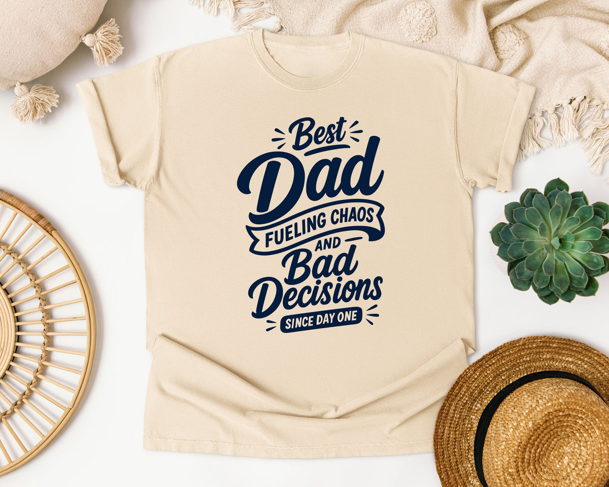 Best Dad Fueling Chaos And Bad Decisions Grey graphic tee in Ivory