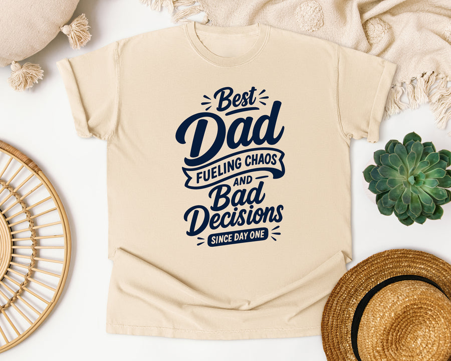 Best Dad Fueling Chaos And Bad Decisions Grey graphic tee in Ivory