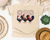 Patriotic Roosters Fireworks graphic tee in Ivory