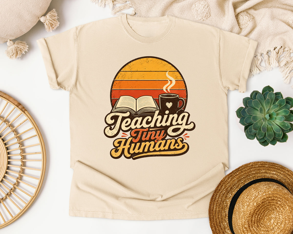 Teaching Tiny Humans Retro Sunset graphic tee in Ivory