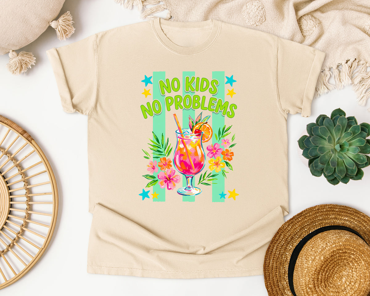 No Kids No Problems graphic tee in Ivory