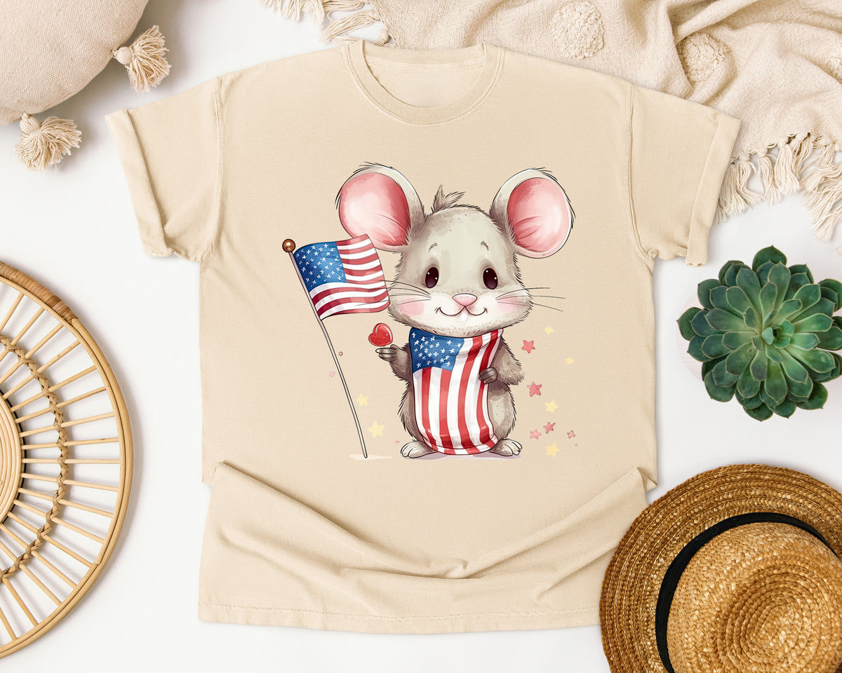 Mouse In Flag Outfit graphic tee in Ivory