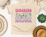 Teaching Is My Superpower Retro graphic tee in Ivory