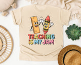 Teaching Is My Jam graphic tee in Ivory