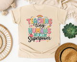Teaching Tiny Humans Is My Superpower graphic tee in Ivory