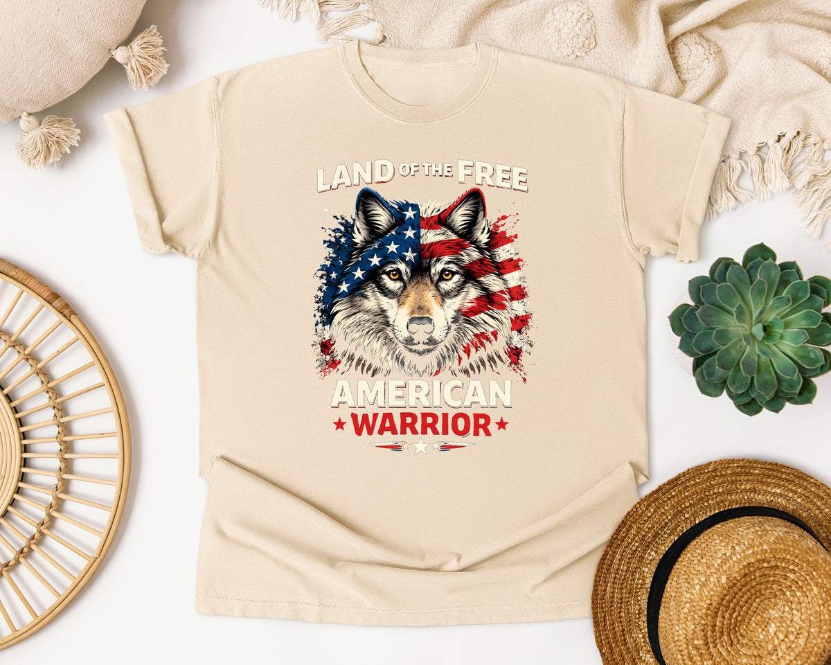 Land Of The Free American Warrior graphic tee in Ivory