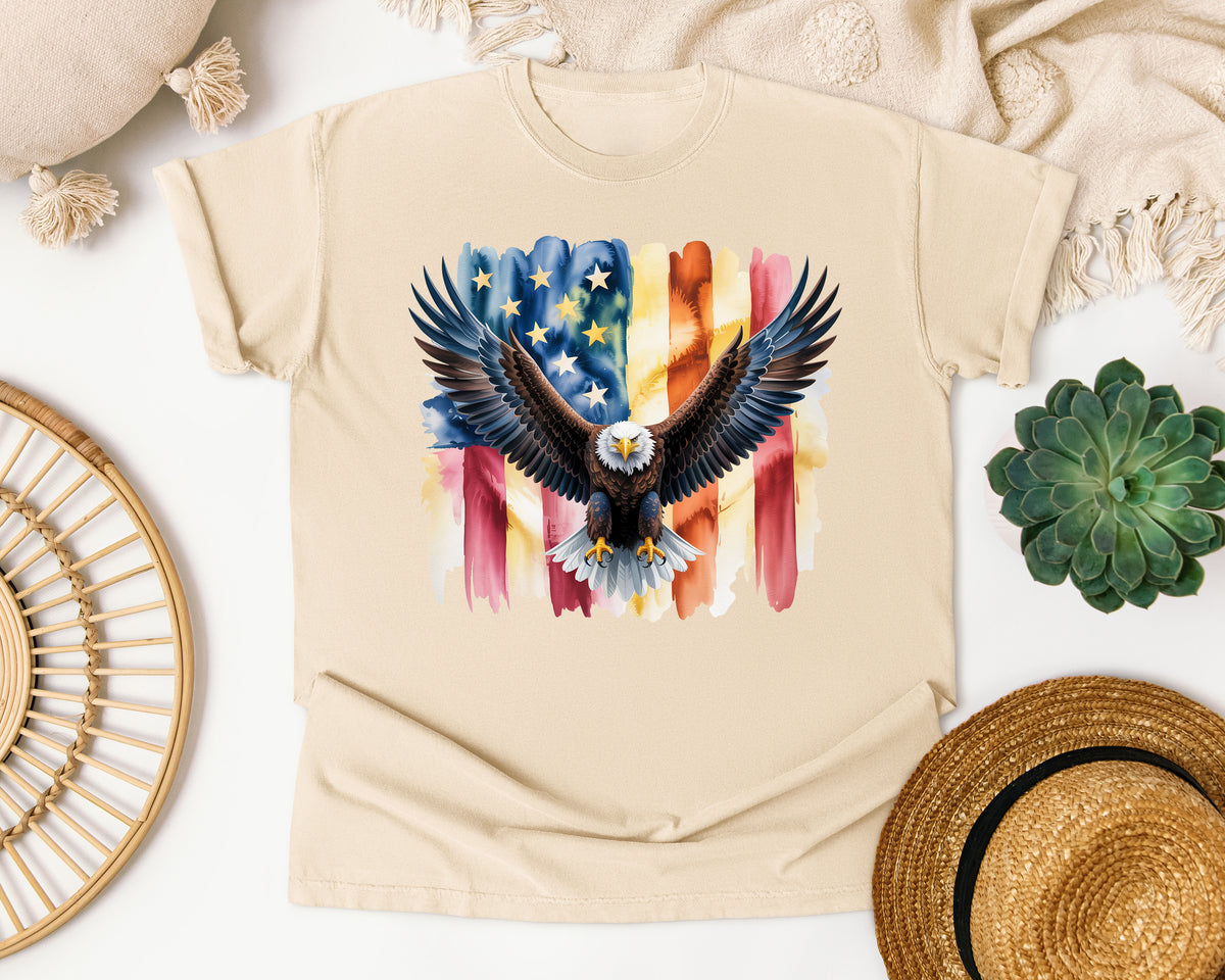 Eagle American Flag Grey graphic tee in Ivory
