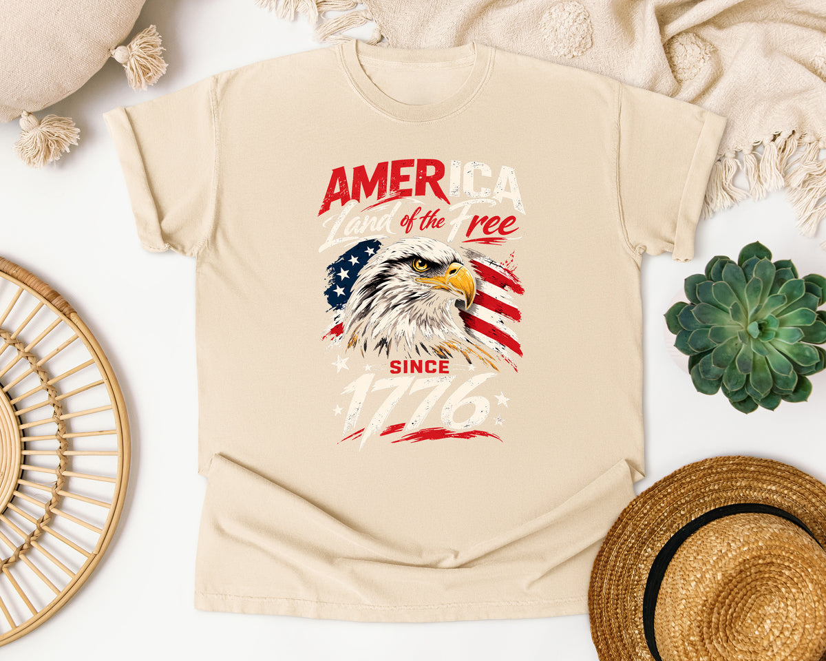 America Land Of The Free Since 1776 graphic tee in Ivory