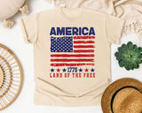 America 1776 Land Of The Free Red graphic tee in Ivory