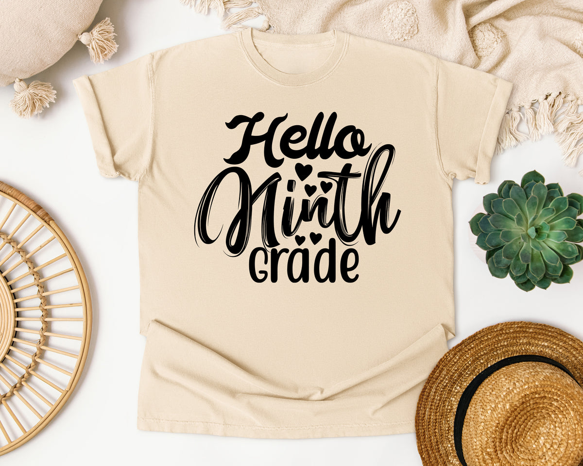 Hello Ninth Grade graphic tee in Ivory