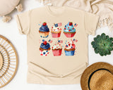 Patriotic Cupcakes Pink graphic tee in Ivory