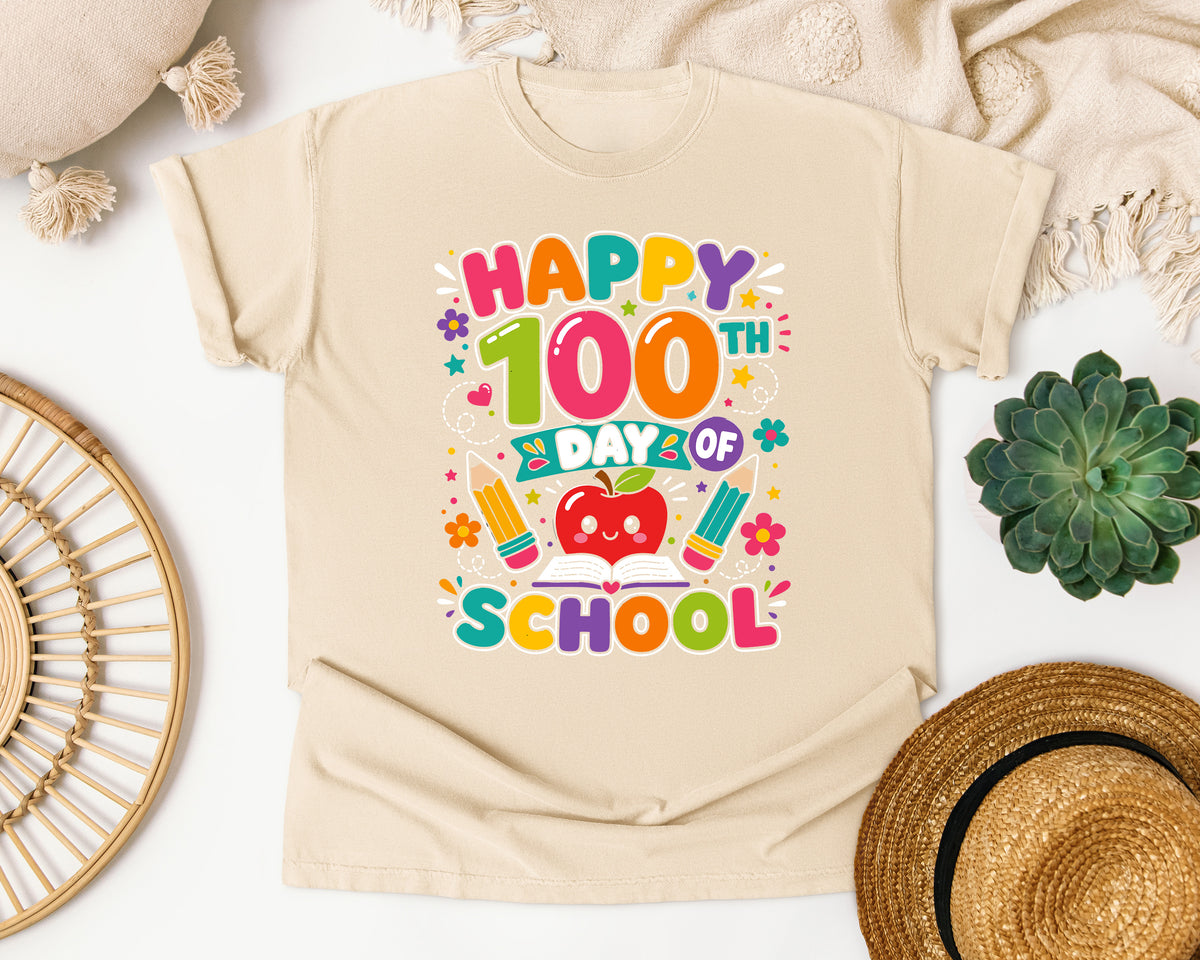 Happy 100th Day Of School graphic tee in Ivory