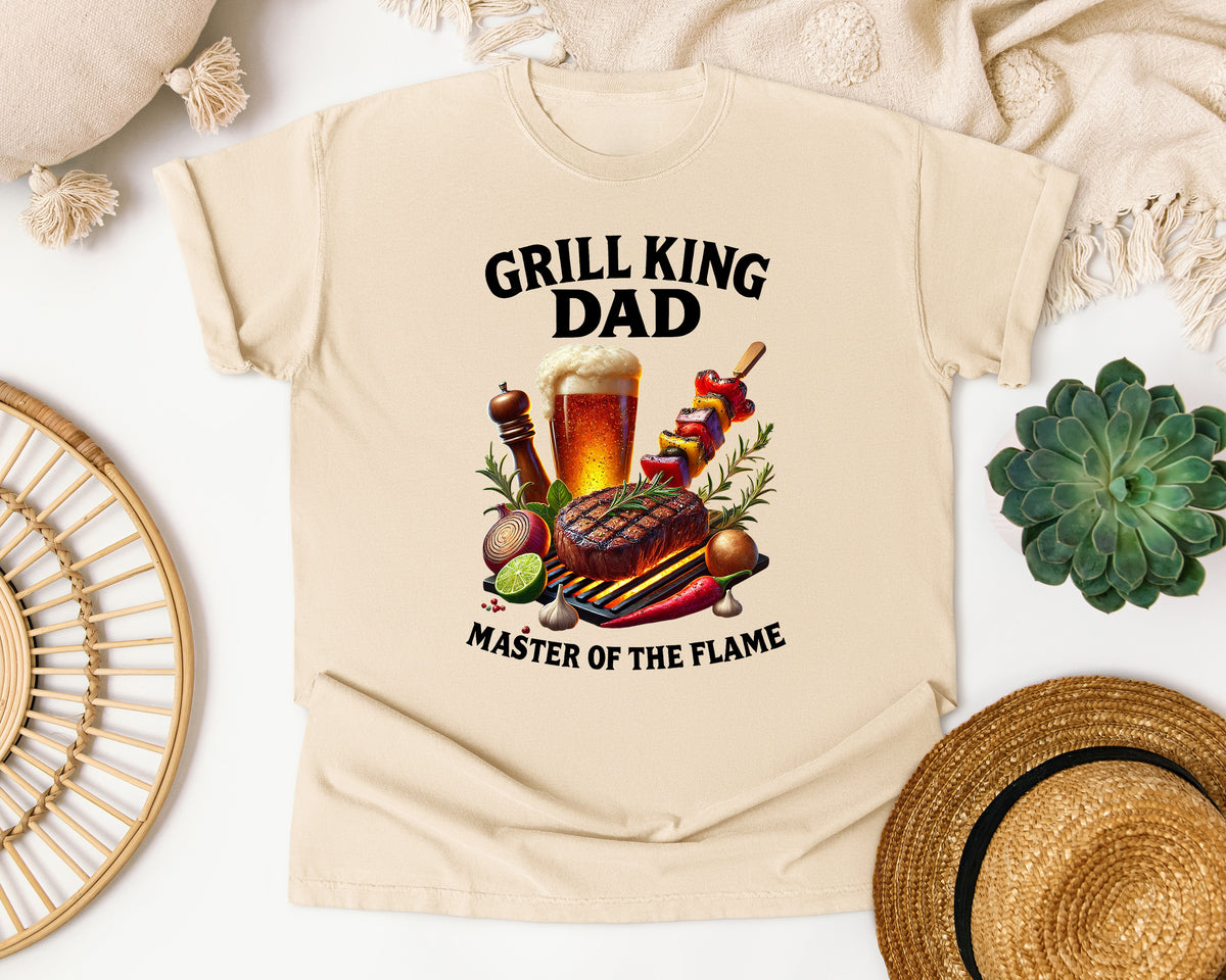 Grill King Dad Master Of The Flame Brown graphic tee in Ivory