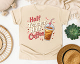 Half Teacher Half Coffee Retro graphic tee in Ivory