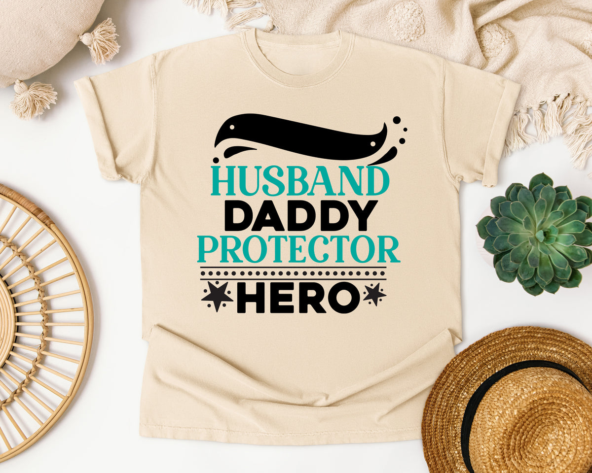 Husband Daddy Protector Hero White graphic tee in Ivory