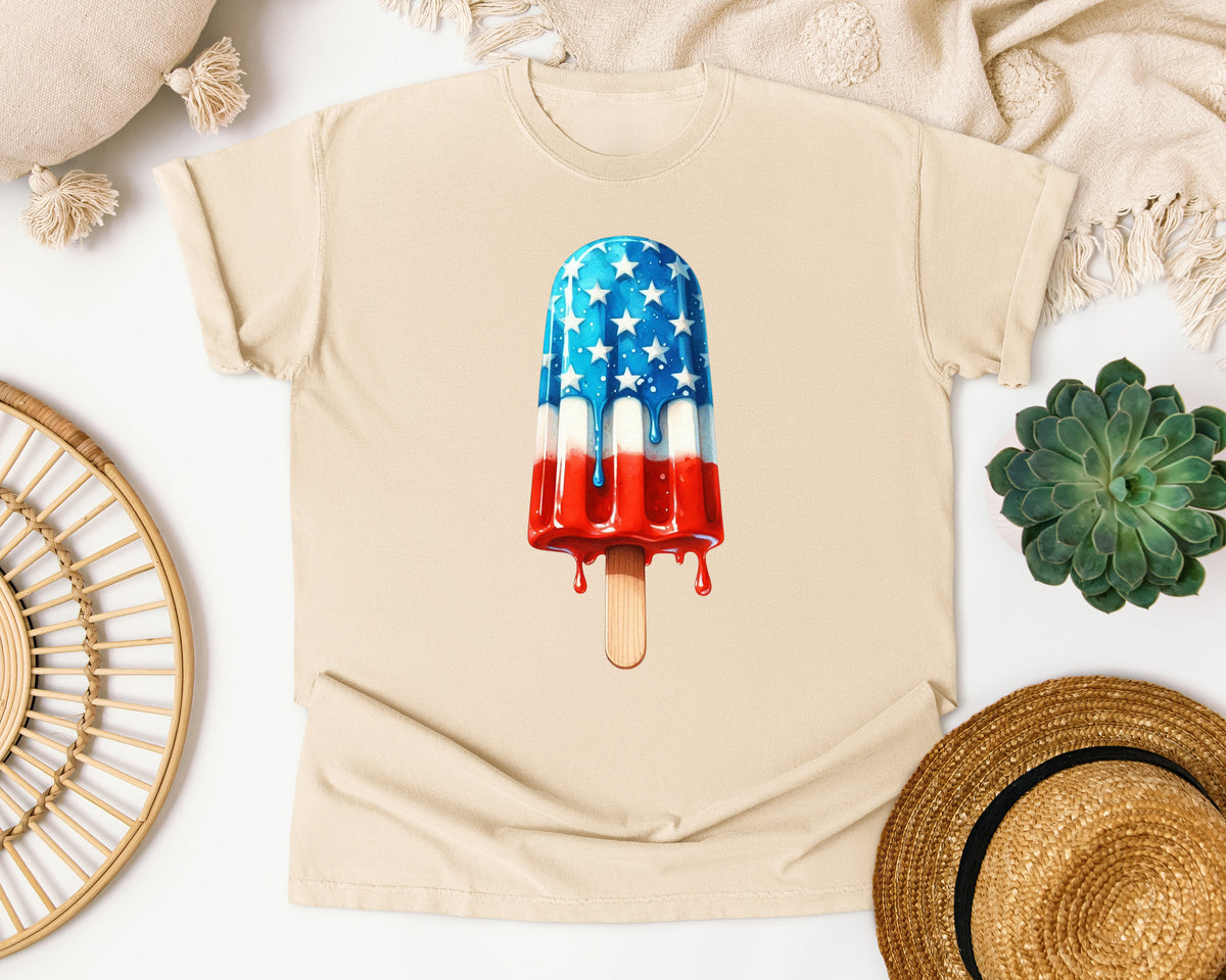Patriotic Popsicle Drip graphic tee in Ivory