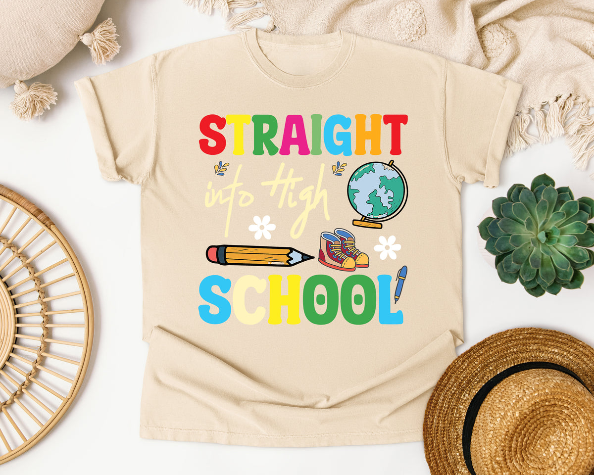 Straight Into High School graphic tee in Ivory
