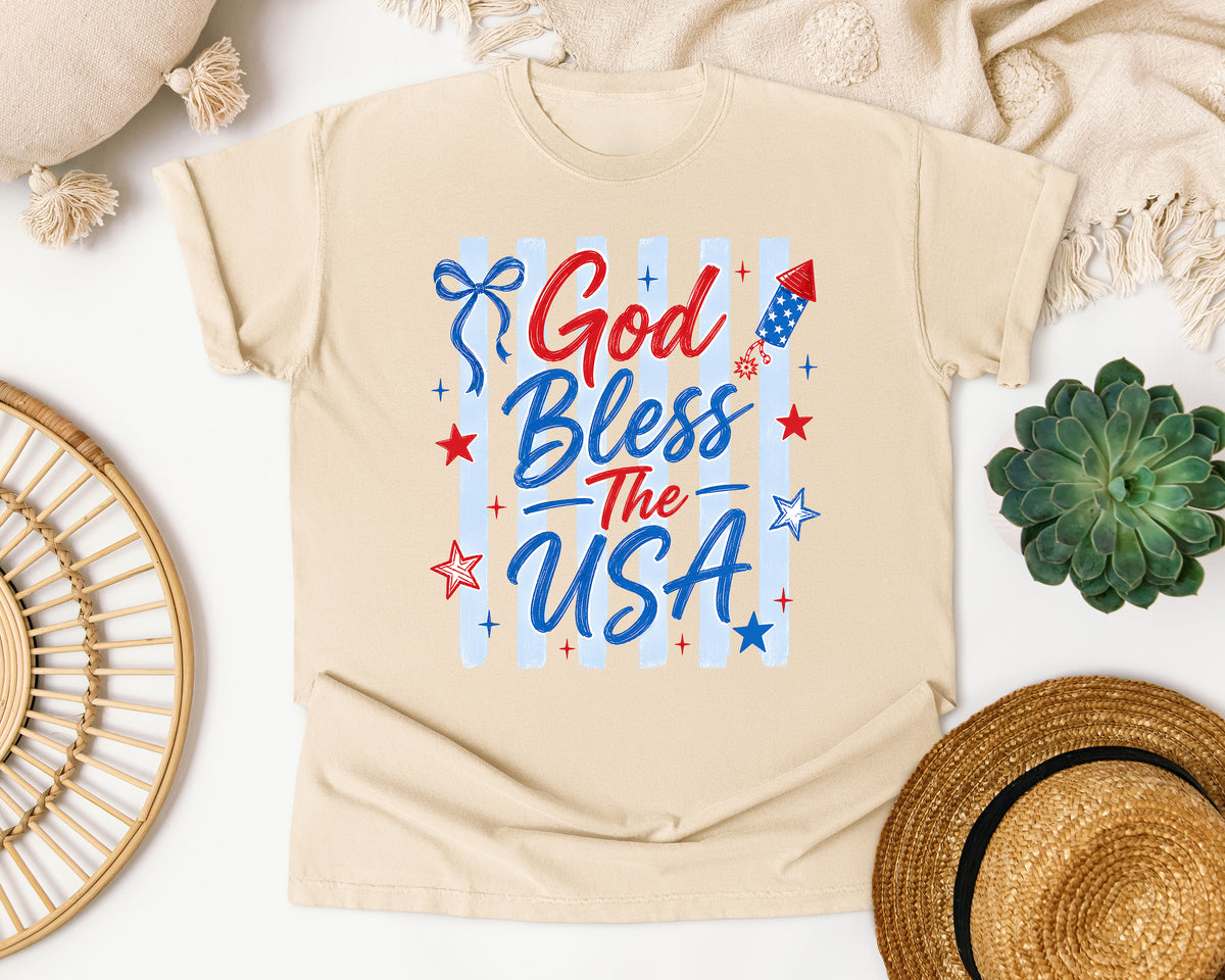 God Bless The USA White graphic tee in Ivory