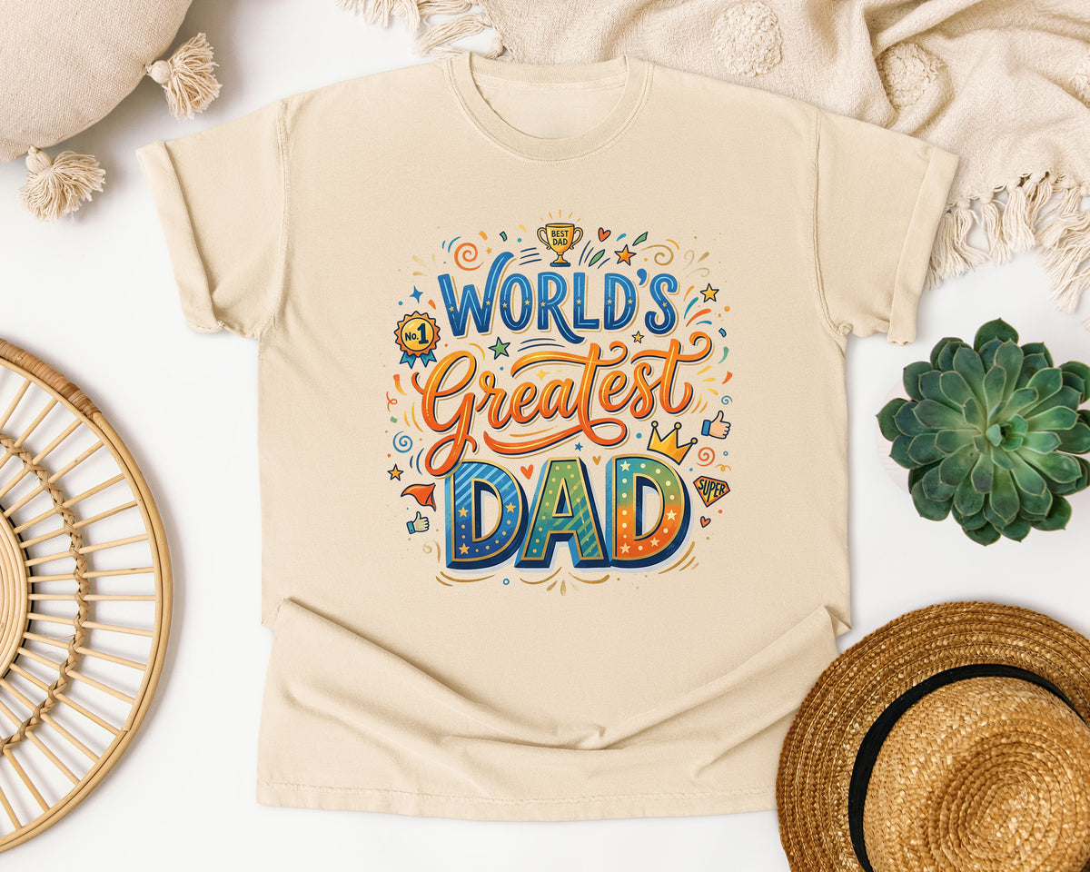World's Greatest Dad Grey 3 graphic tee in Ivory