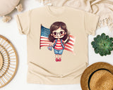 Girl Holding Large Flag graphic tee in Ivory