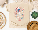 Patriotic Skeleton Fireworks Pink 2 graphic tee in Ivory