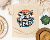 Husband Daddy Protector Hero Black graphic tee in Ivory